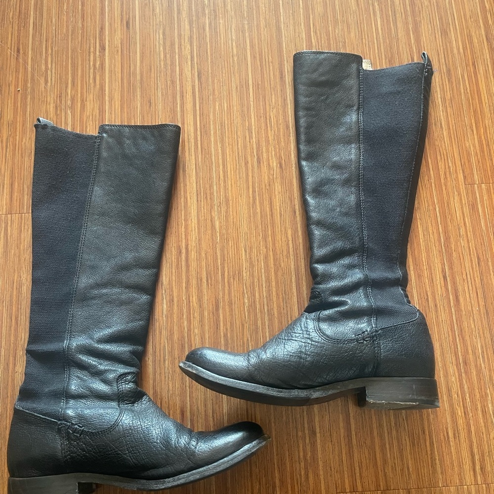 Frye Black Leather Knee-High Boots